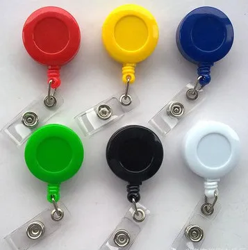 200pcs Retractable Pull Key Ring Chain Reel ID Lanyard Name Tag Card Badge Holder Reel Recoil Belt Key Ring Clip