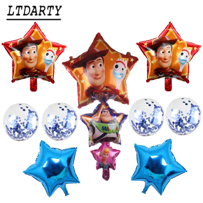 9pcs as picture 9 шт. игрушка toвсего Райский Базз Лайтер История воздушный шар мультфильм алюминиевая фольга неоновый шар голубая звезда детская игрушка с днем рождения - Color: 9pcs as picture
