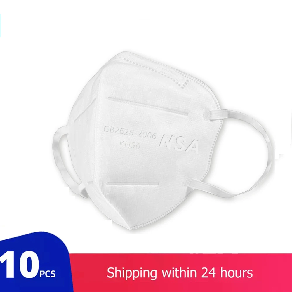 

10 pcs KN90 Dustproof Mask PM2.5 Masks Facial Particle Safety Masks Respirator 5-Layer