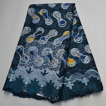 

Nigerian Ankara wax fabric high quality African french net mesh lace hot sale embroidered stones organza voile tulle textiles