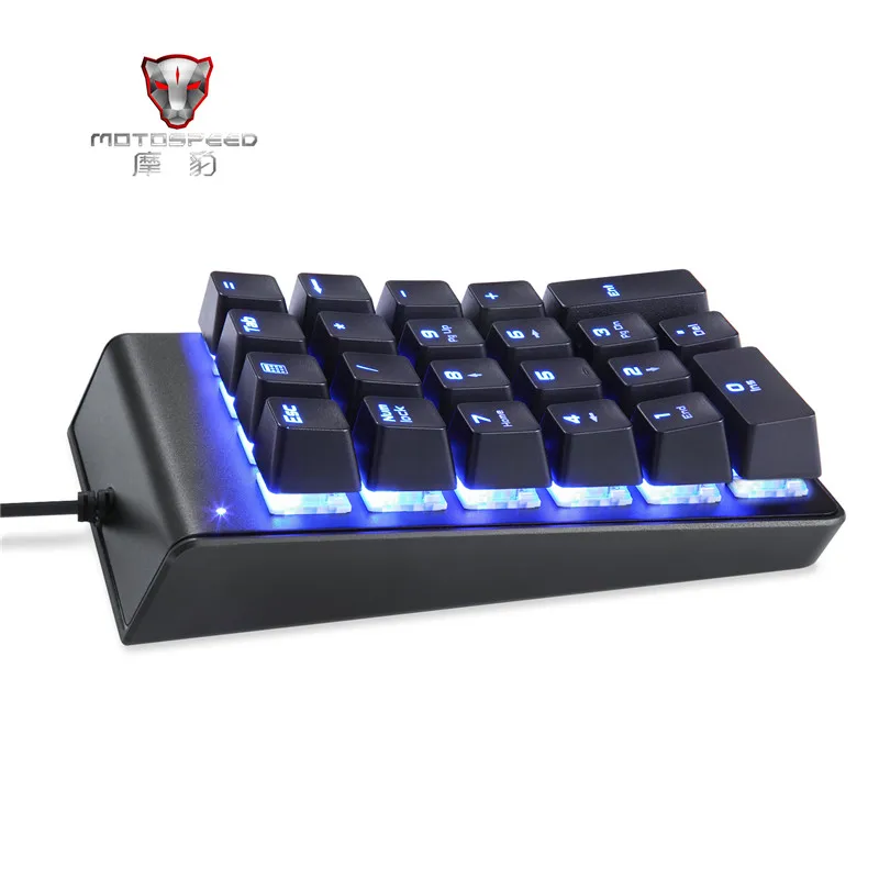

MOTOSPEED K22 Mechanical Numeric Keypad Wired 22 Keys Mini Numpad Backlight Keyboard Extended Layout for Cashier Red/Blue Switch