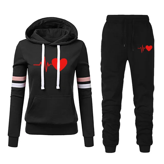 US $17.24 Tracksuit Women 2 Piece Set Clothing Fashion Casual Long Sleeve Hoodies Sports Tops Pants Tracksuit