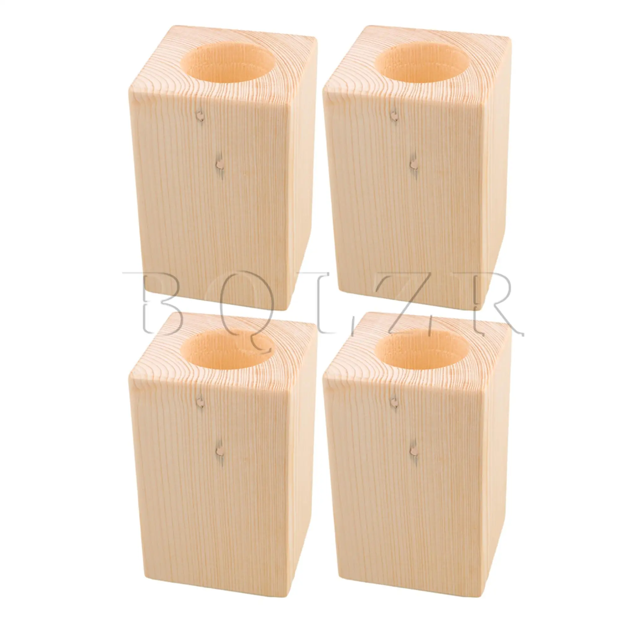 4x BQLZR 13.5x8.5x8.5cm Wood Table Desk Bed Riser Lift Furniture Lifter Storage for 5CM Dia Round Feet Up to 10CM | Обустройство дома