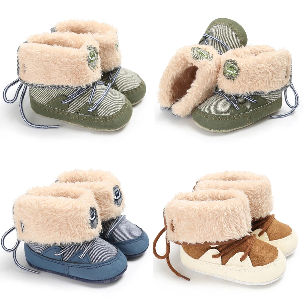 ; повседневные теплые хлопковые ботинки с геометрическим рисунком для маленьких мальчиков и девочек; зимняя обувь на меху для детей от 0 до 18 месяцев