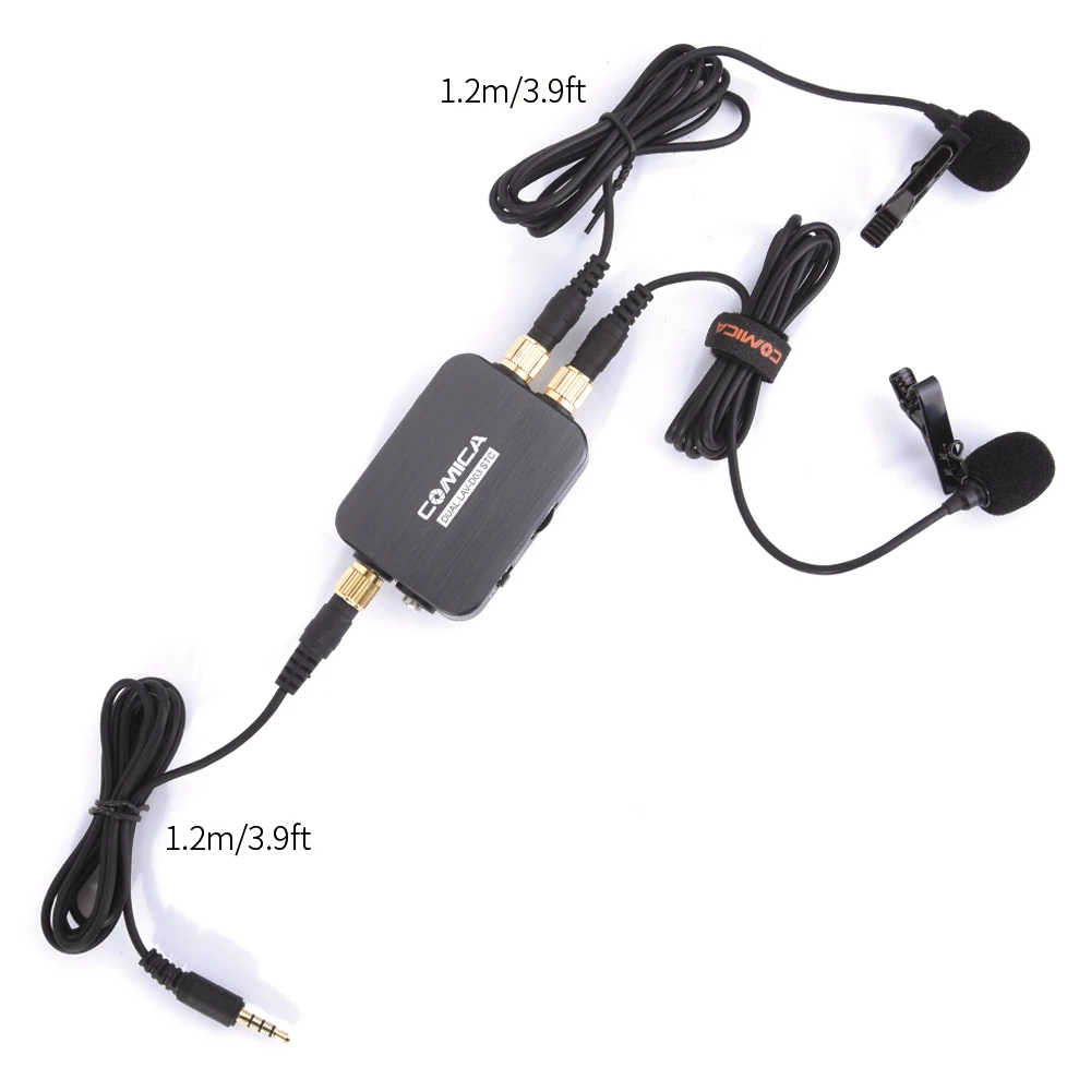 CoMica CVM-D03 STC Microphone Omni-directional Dual Head Lapel Detachable Clip-on Power Bank Chargi