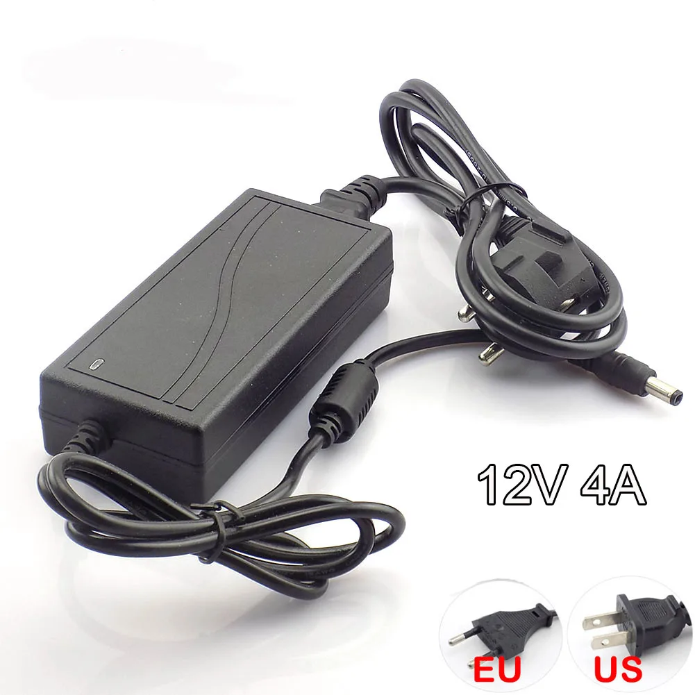

12V 4A Power Supply Adapter Transformer AC 110-240V Converter CCTV Camera Power Adapter 5.5*2.5mm for LED Strip Light K09