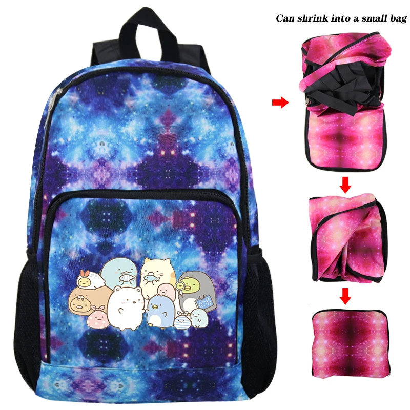 Sumikko Bagpack 27 Животные принты вещевой мешок для путешествий рюкзаки Sumikko рюкзак унисекс обратно в школу сумка прекрасный Sumikko дети складной рюкзак и сумка Dos - Цвет: Sumikko Bagpack 27