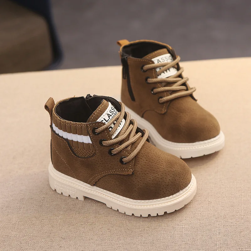 New Winter Plush Warm Martin Boots Children Snow Boots Boys Shoes Fashion Leather Soft Fleece Antislip Girls Boots Eu 21-30 B389
