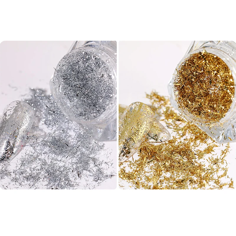 Nail Art Gold Silver Foil Paper 3D Irregular Aluminum Sticker DIY Manicure Glitter UV Gel Polish Nail Decoration Tools nail decoration,nail decorations,nail glitter