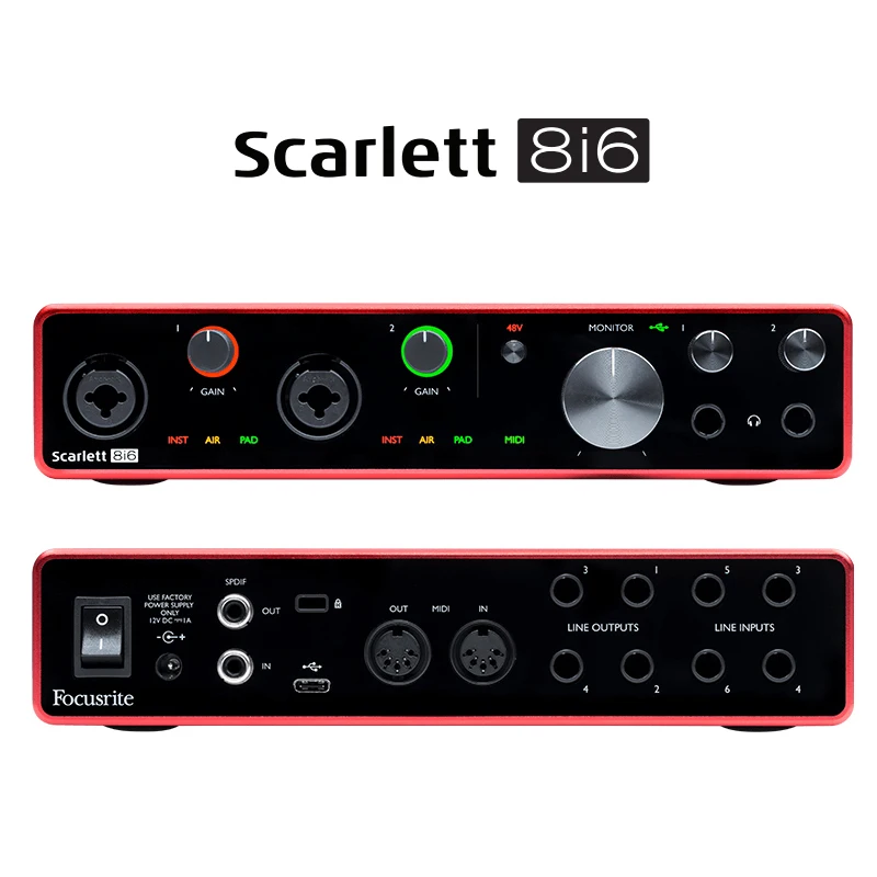 Обновленный Focusrite Scarlett 8i6 3 го поколения 8 в/6 Внешняя USB записывающая звуковая