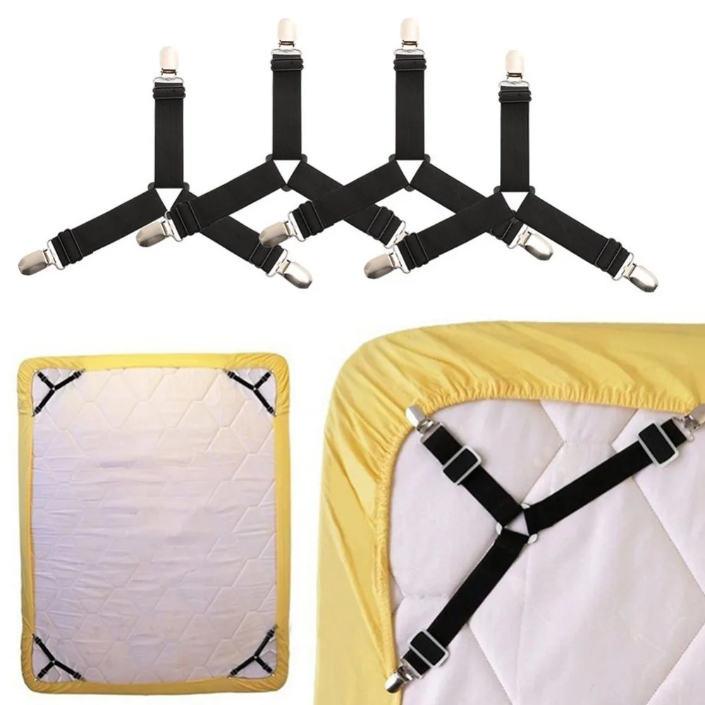 Bedding Article Accessory 4pcs Nylon Buckle Elastic Band Non Slip Sheet Fixer Holder for Bed sheets Practical Bedspread