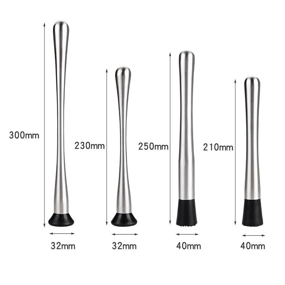 Stainless Steel Bar Cocktail MuddlerDIY Drink Fruit Ice Cocktail Barware Tools Mojito Mint, 21 cm, 23 cm, 25 30cm