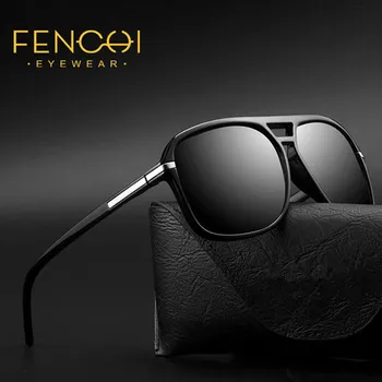 

FENCHI Pilot Polarized Sunglasses Men UV400 High Quality Black Square Retro Sun Glasses Coating Lens Driving Eyewear male