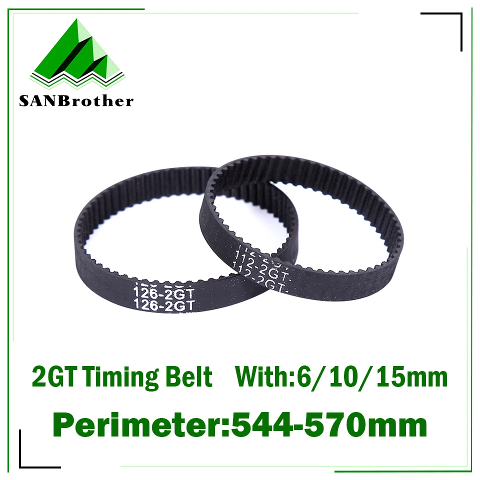 GT2 Closed Loop Timing Belt Rubber 550 570 544 546 560 566mm 2GT BELT width 6/10/15mm suitably GT2 pulley for 3d printer parts