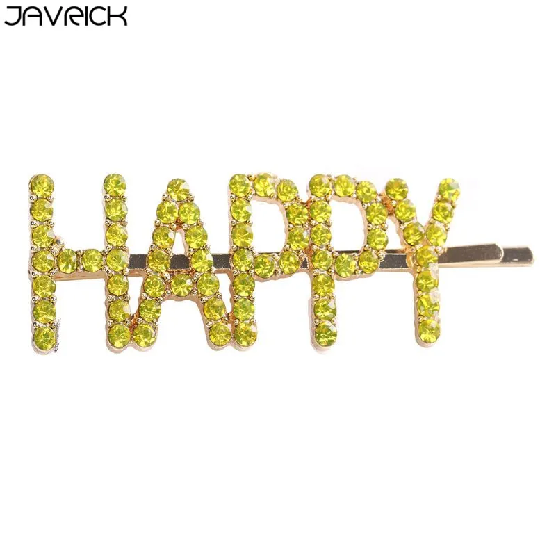 5 шт. минималистичные заколки с надписью Happy capitaly Bobby, цветные ювелирные стразы, заколки для волос для женщин и девочек, стильные заколки с боковой челкой