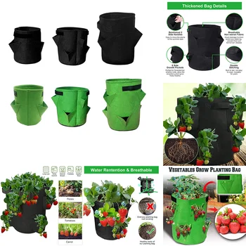 

Strawberry planting bag family pocket flower pot gardening planting container is portable and durable