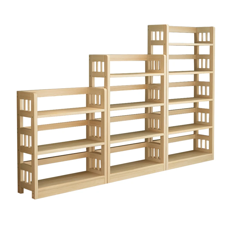 

Simple bookshelf solid wood floor racks simple modern children's pine bookcase bookshelf student combination storage