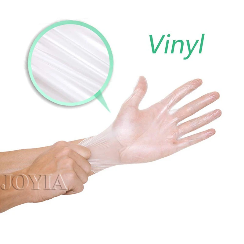 Disposable Gloves 100 Pcs Vinyl PVC Powder Free Kitchen Outdoor Safety Protect Non-slip