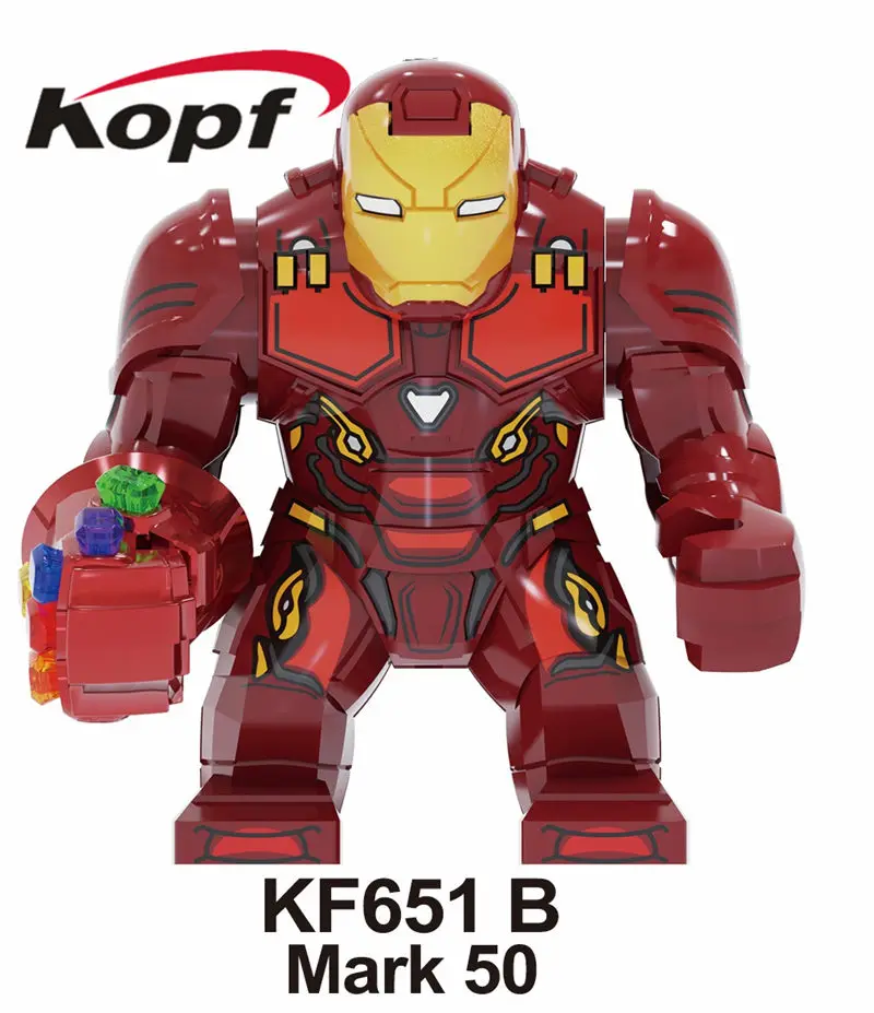 KF651B 20Pcs No Box 20 шт.,, строительные блоки большого размера, Серия Супермен, Бэтмен, Тор, Росомаха, Черная пантера, флэш-игрушки для детей KF6077 - Цвет: KF651B 20Pcs No Box