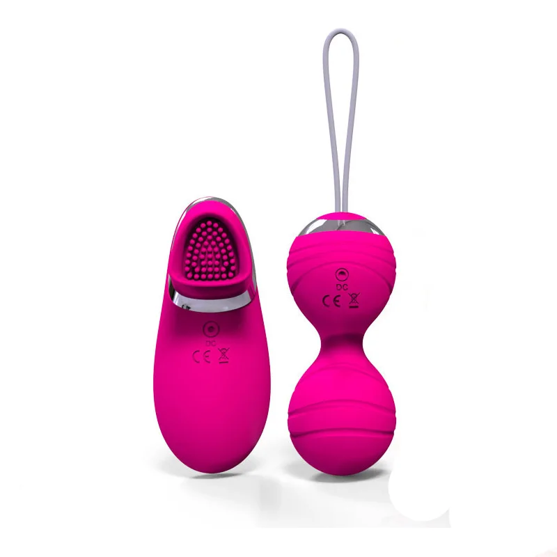 Silicone Shrink Yin Vagina Kegel BallsSmart Ball Vaginal Tight Exercise Machine + Wireless Remote Clitoris Stimulator Vibrators