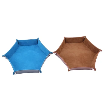 

2Colors New Storage Tray Creative Hexagonal Pu Flannel Dice Plate Folding Storage Box Sieve Game Tray Hot Sale