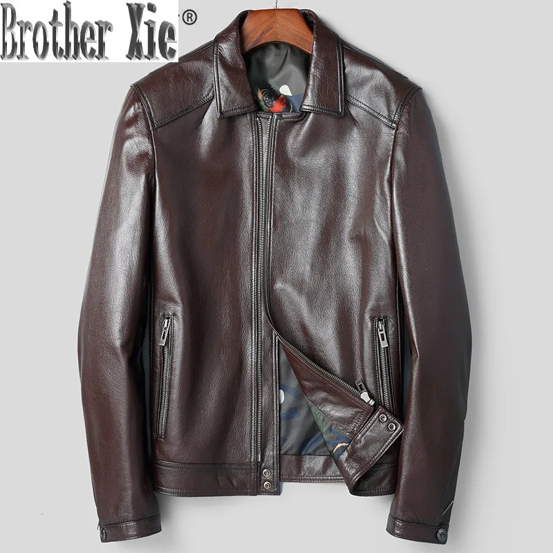 

Men's Leather Jacket Goatskin Genuine Leather Coats Men 2020 Short Korean Spring Autumn Leather Jackets 81B705 KJ2417