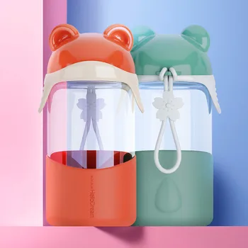 

Creative Polar Bear Water Cups Transparent High Borosilicate Glass 340ml Thermal Insulation Portable Water Bottles for Children