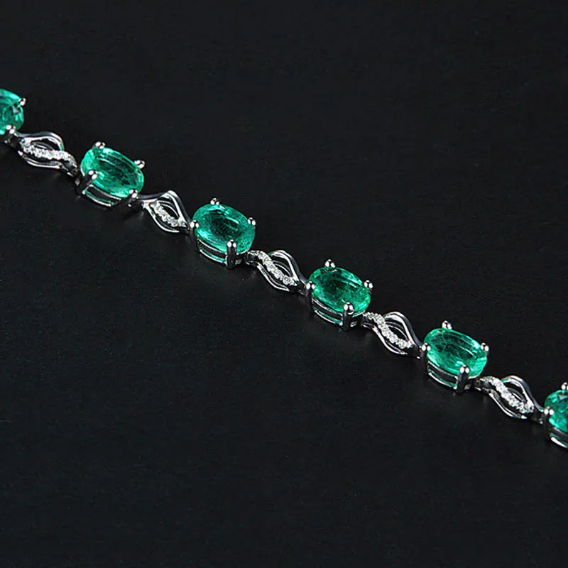 Bague Ringen браслеты с изумрудом и драгоценными камнями для женщин, настоящее 925 пробы, серебряные ювелирные изделия, цепочка, очаровательный браслет, ювелирное изделие