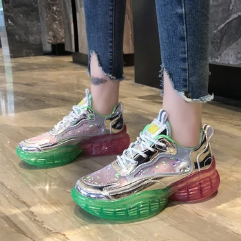 

Platform Women Sneakers Fashion Chunky Old Dad Shoes Summer INS Ulzzang Brand Basket Female Bling Casual Shoes Woman 2020