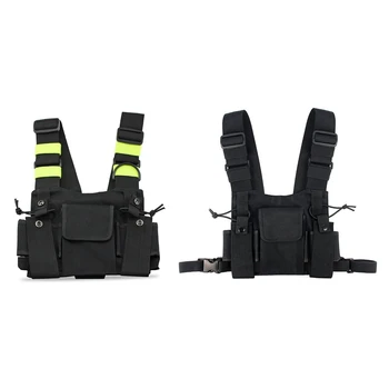 

2x Radios Pocket Radio Chest Harness Chest Front Pack Pouch Holster Vest Rig Carry Case for 2 Way Radio Walkie Talkie for Baofen
