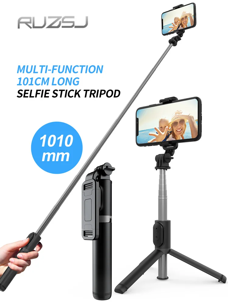RUZSJ 101cm inalámbrico Bluetooth Selfie Stick de trípode plegable extensible Monopod con Disparador remoto para el teléfono inteligente de la Cámara de Acción