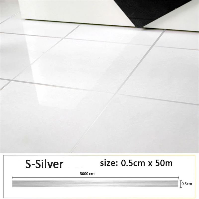 Sliver S Vacclo плитка зазор самоклеящаяся лента линия уплотнения фольги лента для дома гостиная водонепроницаемый пол щелевая наклейка украшение - Цвет: Sliver S