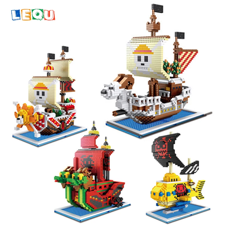 

2019 new Original Mini Qute ZMS One Piece Anime cartoon legoinglys Merry Thousand Sunny pirate ship building blocks DIY