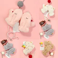 Детские плюшевые варежки, теплые шейные варежки, модные милые эластичные Мультяшные уличные плюшевые перчатки, зимние флисовые перчатки для сенсорного экрана