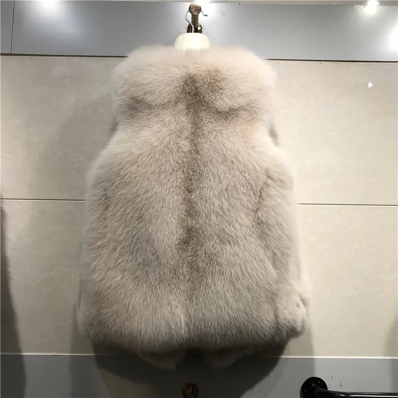 Autumn Winter Women's Genuine Real Whole skin Fox Fur Vest Lady Slim Waistcoat Gilet