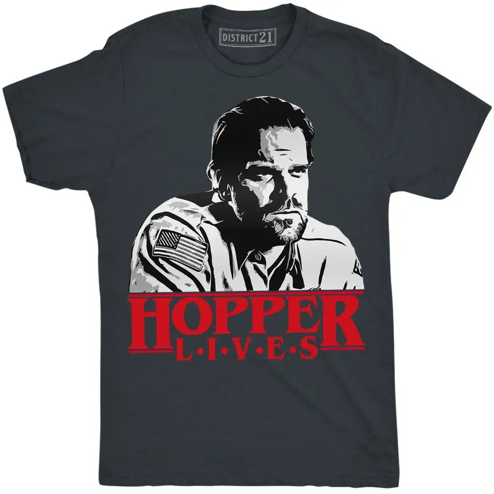 Rcct21 Фильмы и ТВ Хоппер Lives футболка шеф Хоппер странные вещи Jim Hopper дизайнерская футболка мужская высокое качество