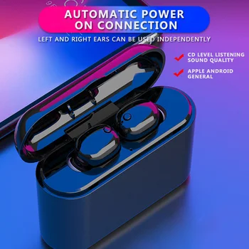

Bluetooth5.0Wireless Earphone In Ear Earset Stereo Noise Reduction Large Battery Capacity With Charging Compartment ABS Material