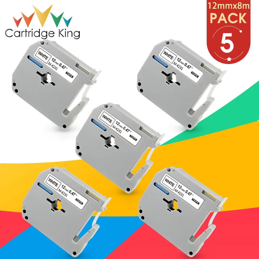 5PK телефон черный на белом 12 мм * 8 м для Brother MK Tape MK231 231 P |