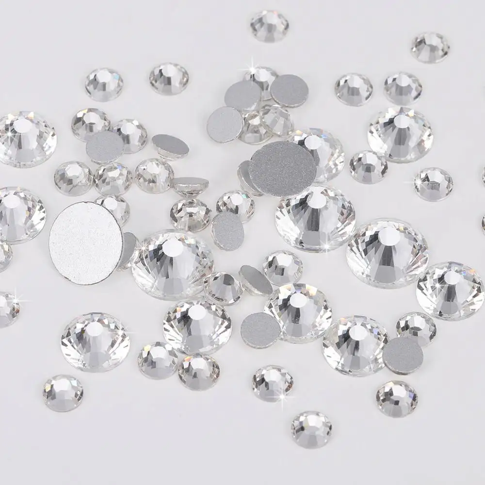 

SS3-SS50 Glisten Transparent Rhinestones Silver Bottom Hot Fix Rhinestone Strass Crystal For DIY Clothes Shoes Nail Art Sewing