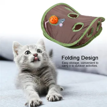 

Pet Cat Mice Game Intelligence Toy Bell Tent With 9 Hole Cats Playing Tunnel Foldable Mouse Hunt Toys Keeps Kitten Active Pets
