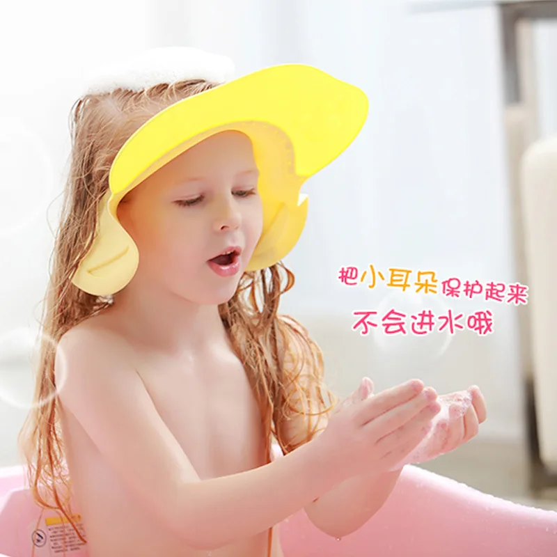 

Baby Shower Cap Waterproof Earmuff Children Shampoo Cap Kids Miracle Baby Sponge Infant Shower Cap Silica Gel Adjustable