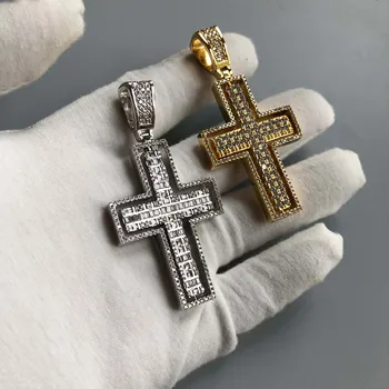 

Zircon double cross hip hop jewelry pendant