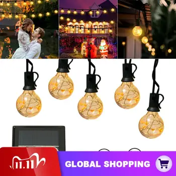 

7.5M 25 Bulbs Solar String Lights Bulbs Waterproof Warm White G40 LED String Bulb 3 Modes for Garden Party Holiday Decoration