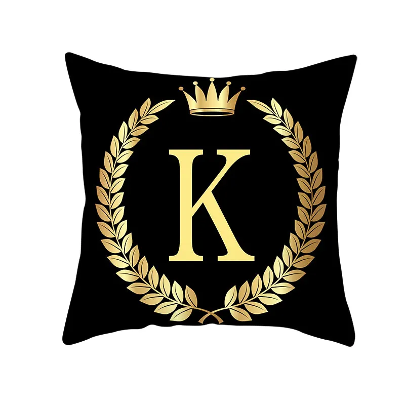 26 Alphabet Initials Cushion Covers Geometric Rose Flower English Letters HOME LOVE Throw Pillow Cover 45X45cm Sofa Decoration - Color: 11