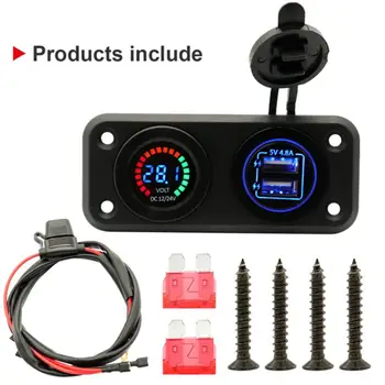 

Car Dual USB Charger Cover for Motorcycle Auto Truck ATV Boat 12V-24V LED Dual USB Socket Mount Charger Power Adapter