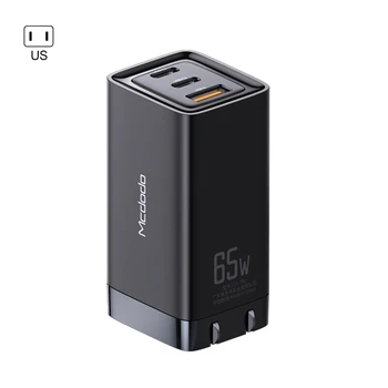

US/EU/UK Plug 65W GaN Wall Charger Portable 3 Port Fast Charging Charger QC PD 3.0 Power Adapter Phone Tablet Accessory