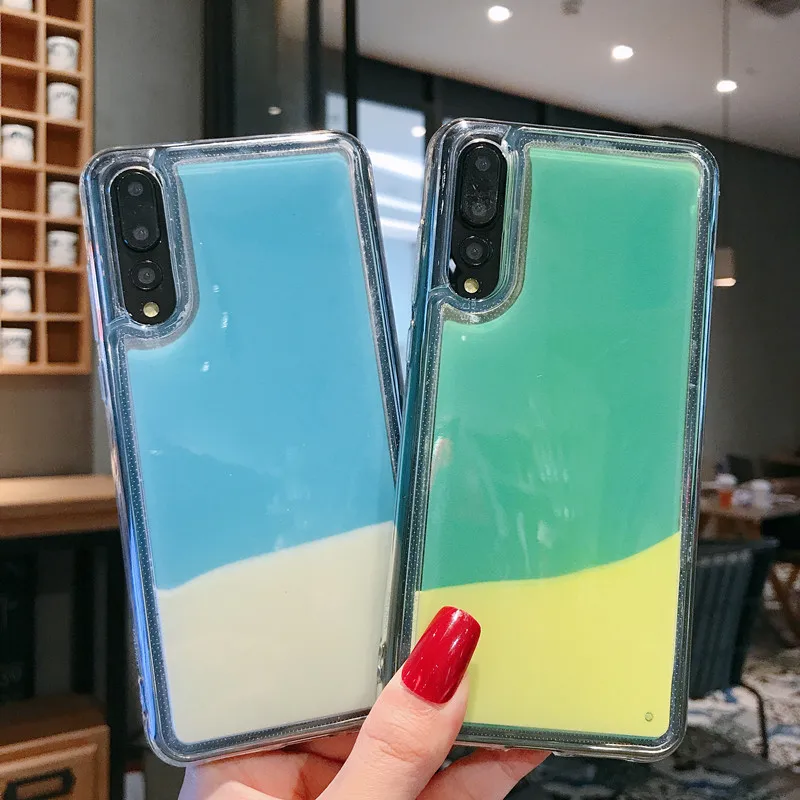 Новейший светящийся неоновый чехол для huawei P smart P30 pro P20 Nova 3 3i honor 9 lite 10, светящийся в темноте светящийся фосфоресцирующий чехол с зыбучим песком
