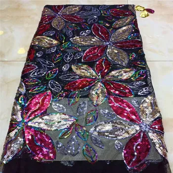 

Multicolor 2020 High Quality Nigerian Tulle Lace Fabrics Latest sequins Mesh African Lace Fabric Bride French Net Lace Fabric