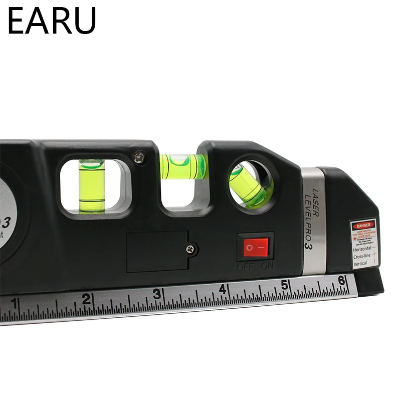 Лазерный уровень Горизонт Вертикальная мера 8 футов выравниватель Стандартные метрические линейки многоцелевой измерительный нивелир черная лента выравниватель пузырьки