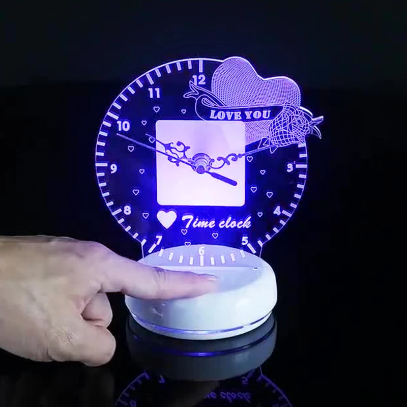 Chiclits новинка часы 3D светодиодный настольный светильник USB сенсорный пульт